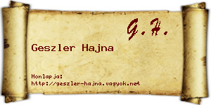 Geszler Hajna névjegykártya